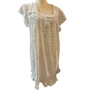 Eileen West 100% Cotton knit  Nightgown Size XL blue sailboat lighthouse ￼
